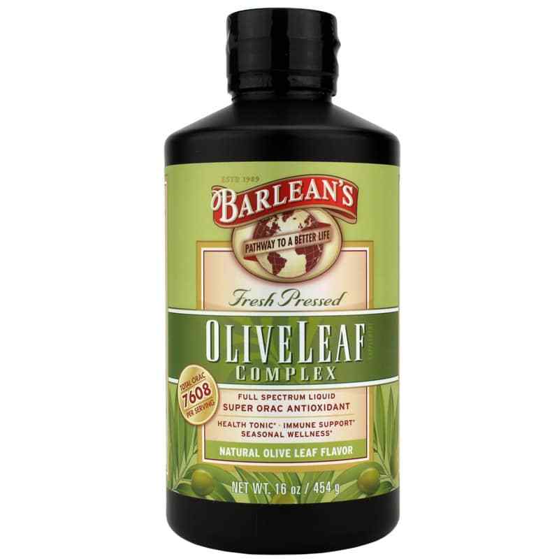 Olive Leaf Complex Liquid, Natural, 16 Oz, by Barleans Organic Oils