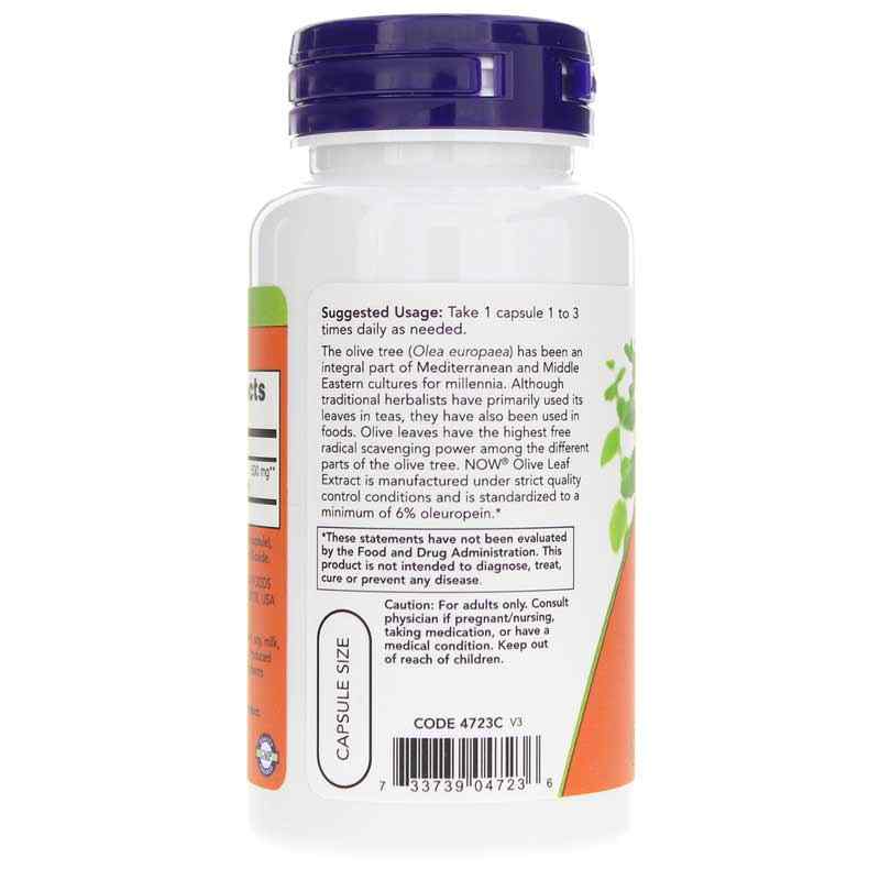 Olive Leaf Extract 500 Mg, 60 Veg Capsules, by NOW Foods, image #3