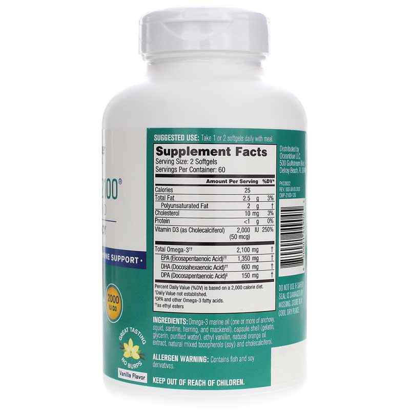 Omega-3 2100 with Vitamin D3, 120 Softgels, by Ocean Blue, image #2