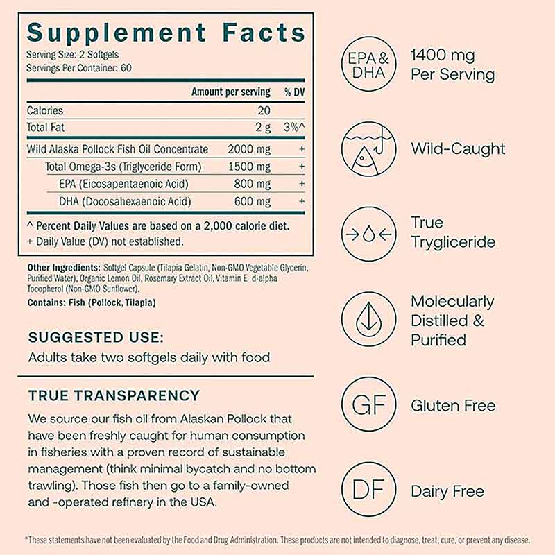 Omega-3 Fish Oil, 60 Softgels, by True Grace, image #3