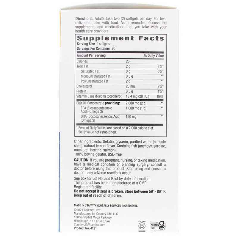 Omega-3 Mood 1000 Mg, 180 Softgels, by Country Life, image #2