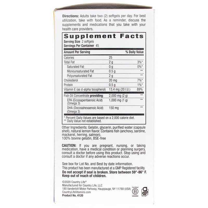 Omega-3 Mood 1000 Mg, 90 Softgels, by Country Life, image #2