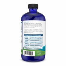 Blue glass bottle of Nordic Naturals Omega-3 Pet liquid supplement with black cap and product label showing dosage instructio