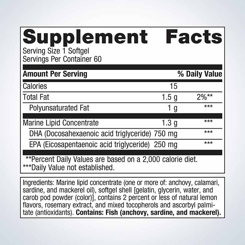 OmegaGenics Fish Oil Neuro 1000 mg, 60 Softgels, by Metagenics, image #2