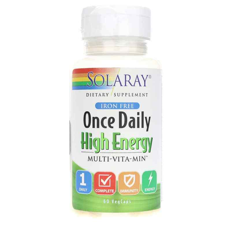 Once Daily High Energy Multi-Vita-Min Iron Free, 60 Veg Capsules, by Solaray