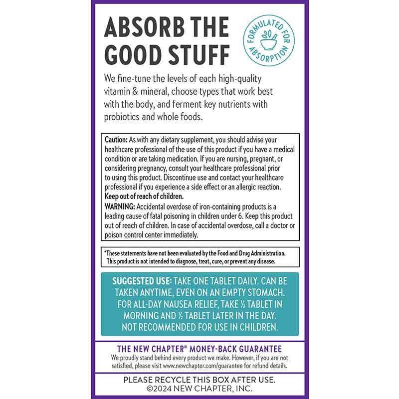 One Daily Prenatal Multivitamin, 60 Veg Tablets, by New Chapter, image #3