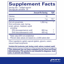 Supplement Facts label for O.N.E. Omega softgel capsules listing EPA, DHA, and fish oil concentrate ingredients.
