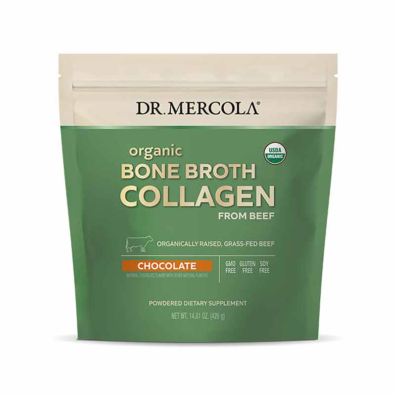 Organic Bone Broth Collagen Powder, Chocolate, 30 Servings, by Dr. Mercola