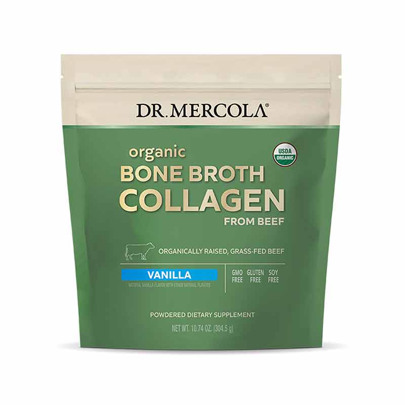 Organic Bone Broth Collagen Powder, Vanilla, 30 Servings, by Dr. Mercola