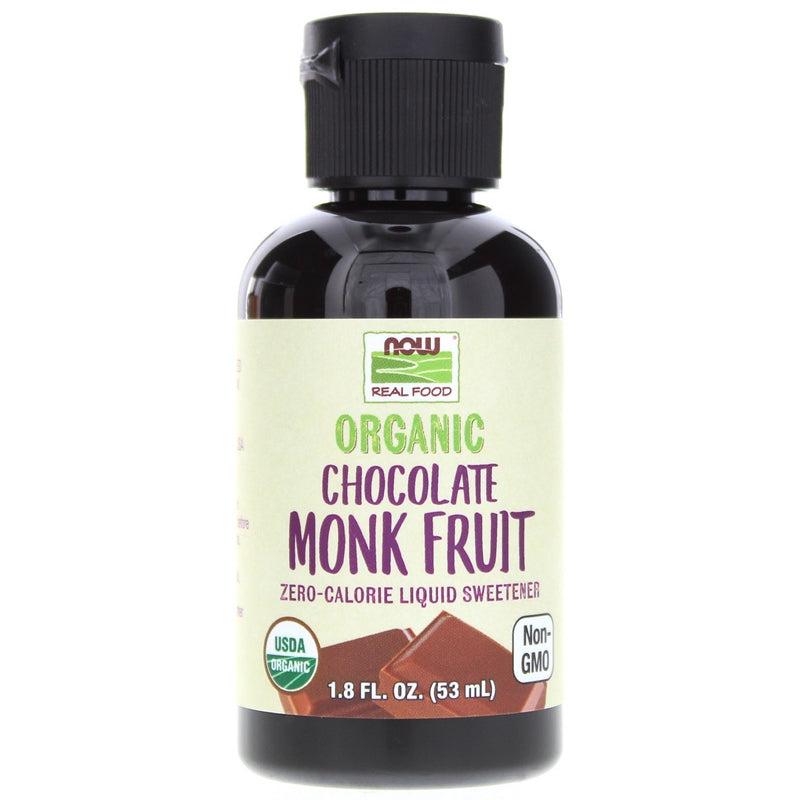 Organic Monk Fruit Liquid Sweetener, Chocolate, 1.8 Oz, by NOW Foods