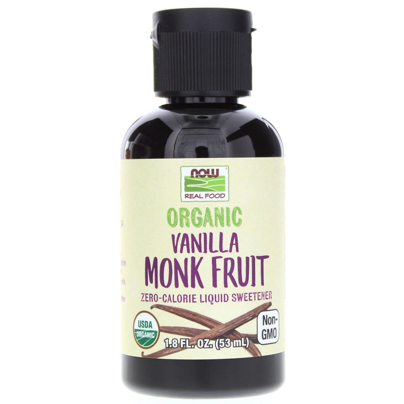 Organic Monk Fruit Liquid Sweetener, Vanilla, 1.8 Oz, by NOW Foods