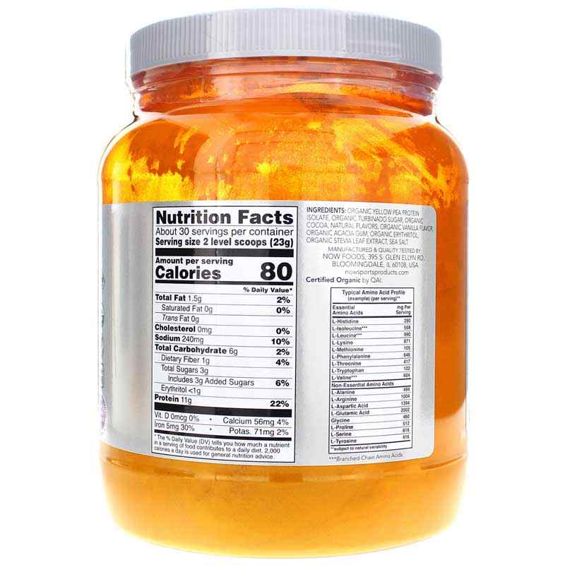 Organic Pea Protein, Creamy Chocolate, by NOW Foods, image #2