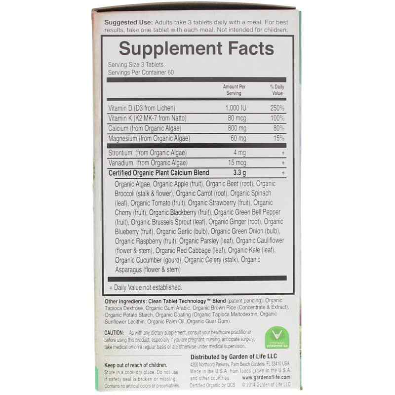Organic Plant Calcium with Vegan D3, 180 Veg Tablets, by Garden of Life mykind Organics, image #2