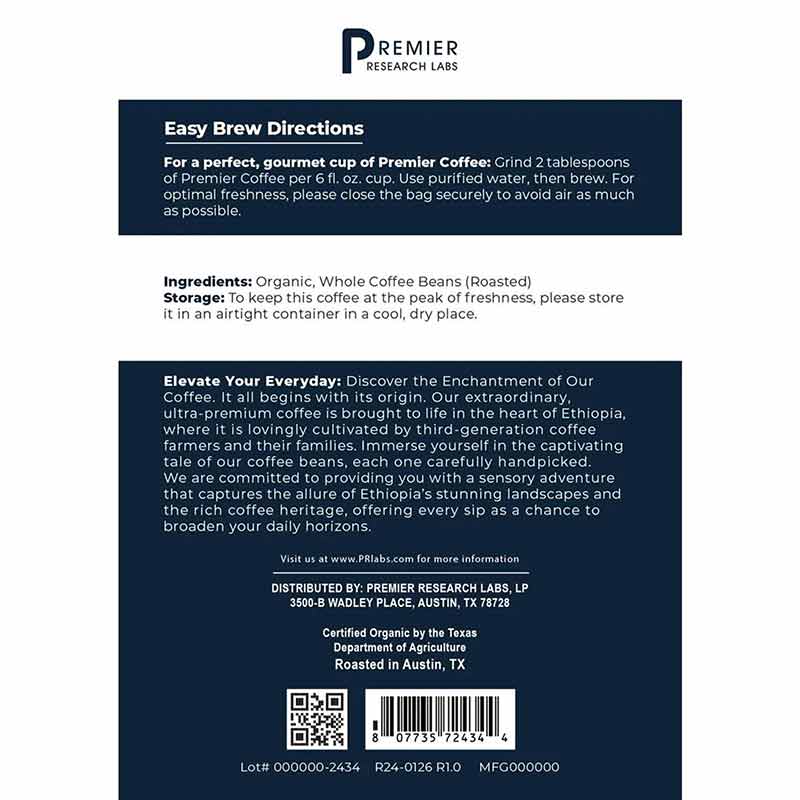Organic Premier Coffee Sidama Ethiopa, 16 Oz, by Premier Research Labs, image #3