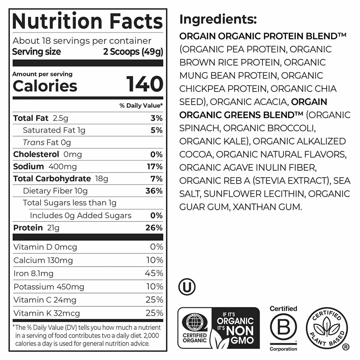 Organic Protein + Greens Powder, by Orgain