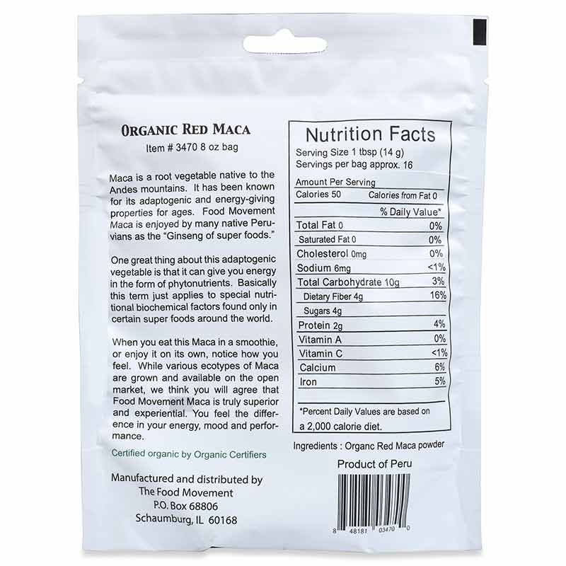 Organic Red Maca Powder, 8 Oz, by The Food Movement, image #2