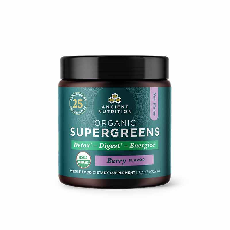 Organic Super Greens, Berry, 12 Servings, by Ancient Nutrition