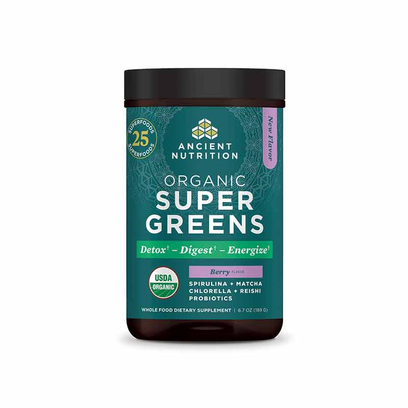 Organic Super Greens, Berry, 25 Servings, by Ancient Nutrition