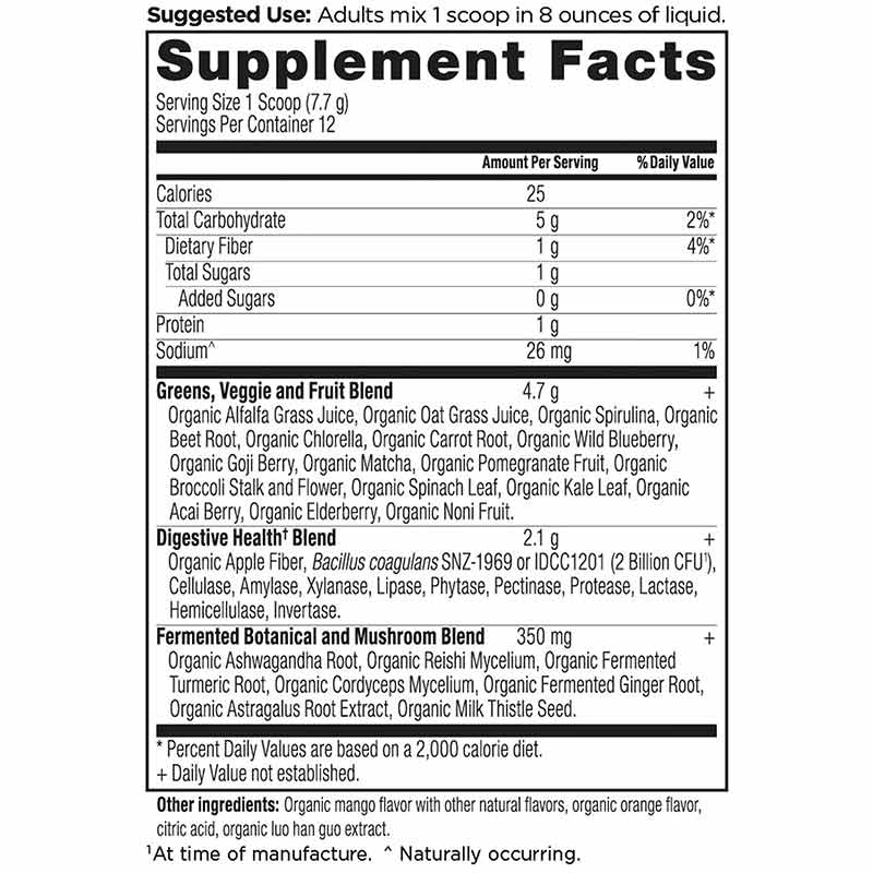 Organic Super Greens, Mango, 12 Servings, by Ancient Nutrition, image #4