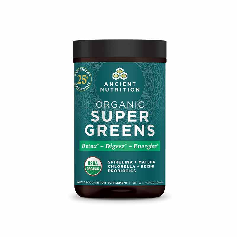 Organic Super Greens, Unflavored, 25 Servings, by Ancient Nutrition