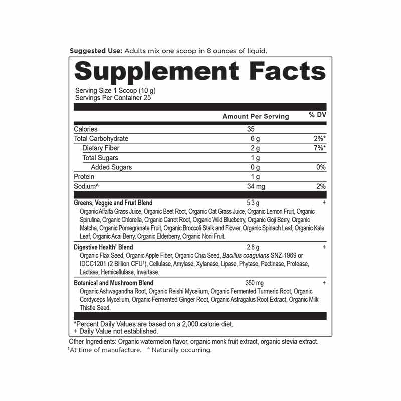 Organic Super Greens, Watermelon, 25 Servings, by Ancient Nutrition, image #2
