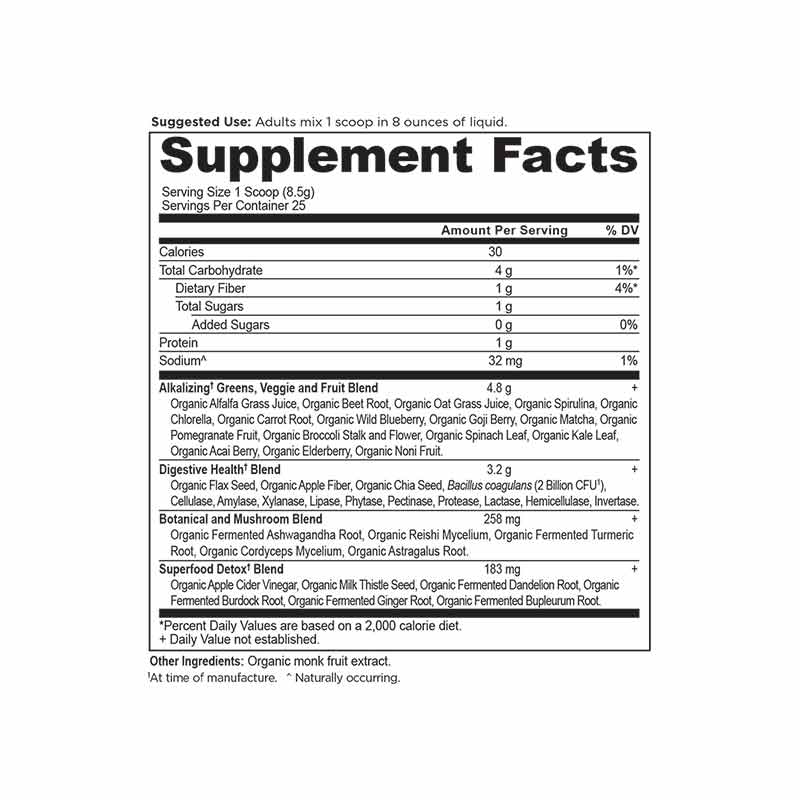 Organic Super Greens Alkalize & Detox Powder, 25 Servings, by Ancient Nutrition, image #2