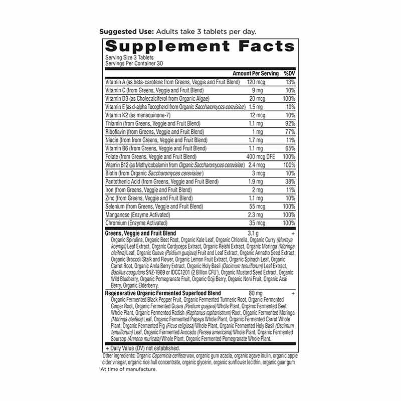 Organic Super Greens + Multivitamins Tablets, 90 Tablets, by Ancient Nutrition, image #2