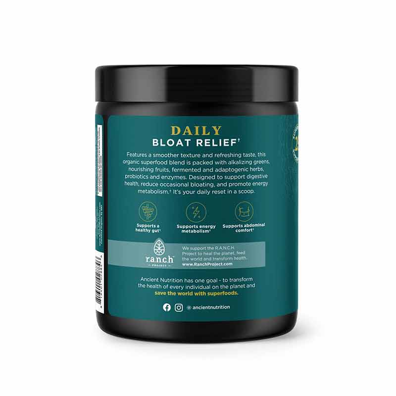 Organic SuperGreens + Bloat Relief, Apple, 25 Servings, by Ancient Nutrition, image #2