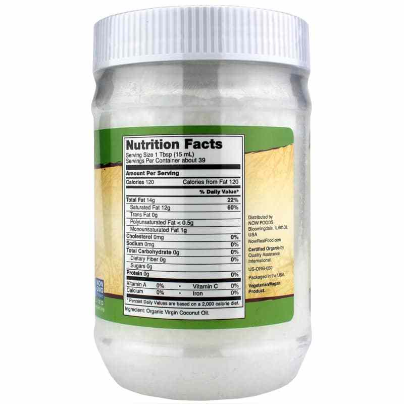 Organic Virgin Coconut Oil, 20 Oz, by NOW Foods, image #2