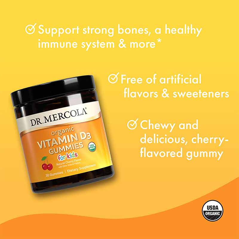 Organic Vitamin D3 for Kids, Cherry, 30 Gummies, by Dr. Mercola, image #4