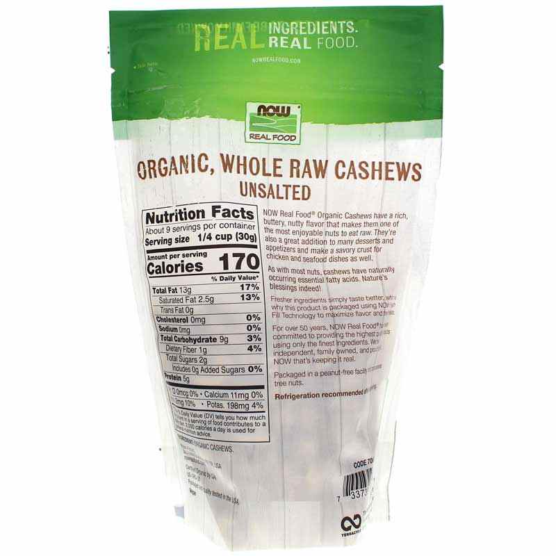 Organic Whole, Raw Cashews Unsalted, by NOW Foods, image #2