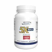White bottle of Ostinol Advanced 5X with Maxicuma dietary supplement containing 60 capsules.