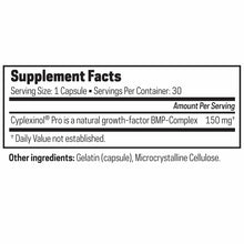 Supplement Facts label showing Ostinol Advanced 150 with 30 capsules, 150 mg Cyplexinol Pro per serving.
