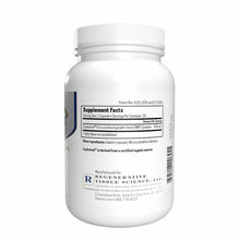 White supplement bottle with white ridged cap, labeled Ostinol Advanced 300 by Regenerative Tissue Science, 30 capsules.