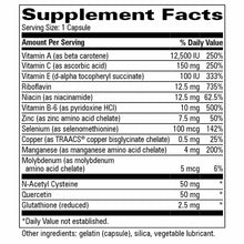 Supplement Facts label for Oxy-Pro capsule listing vitamins, minerals, and antioxidants per serving.