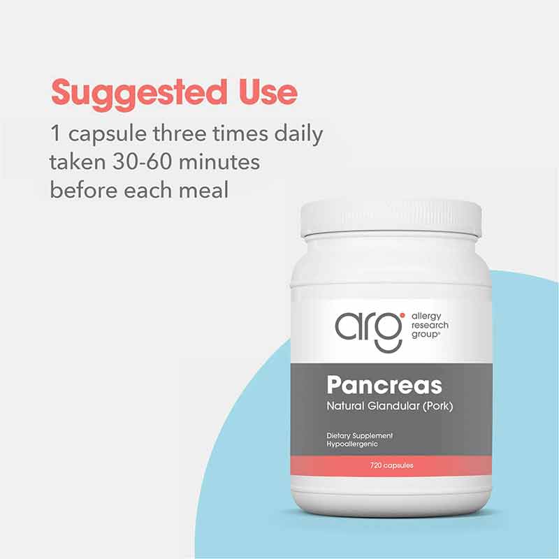 Pancreas Natural Glandular Pork, 720 Veg Capsules, by Allergy Research Group, image #3
