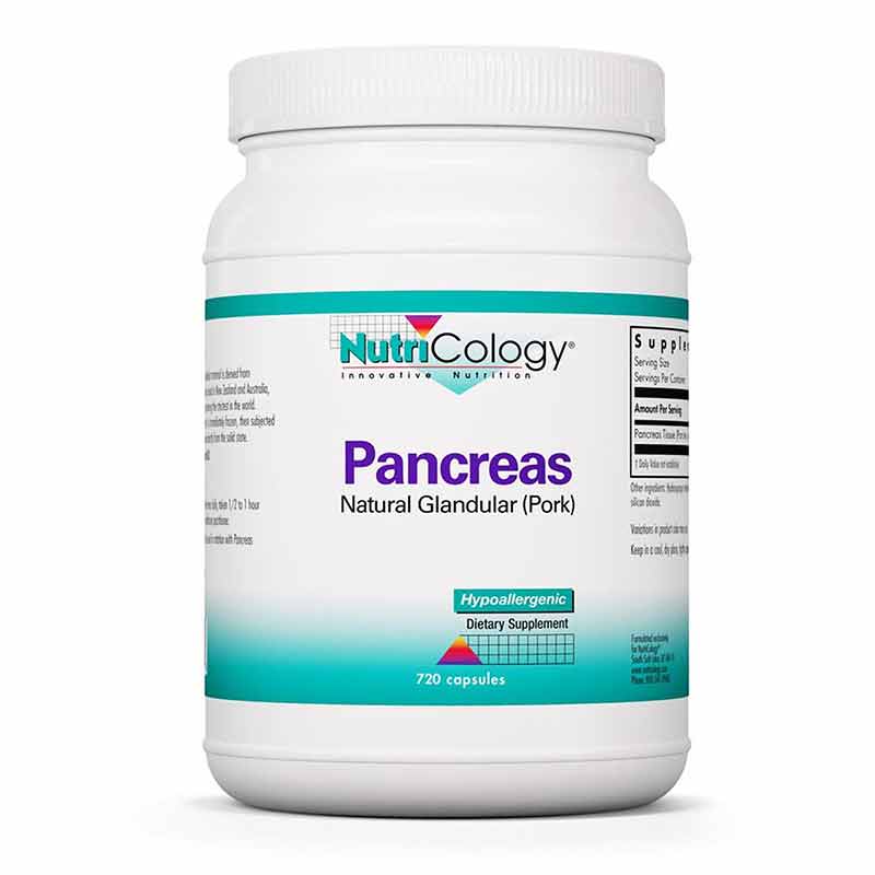 Pancreas Natural Glandular (Pork), 720 Veg Capsules, by Nutricology