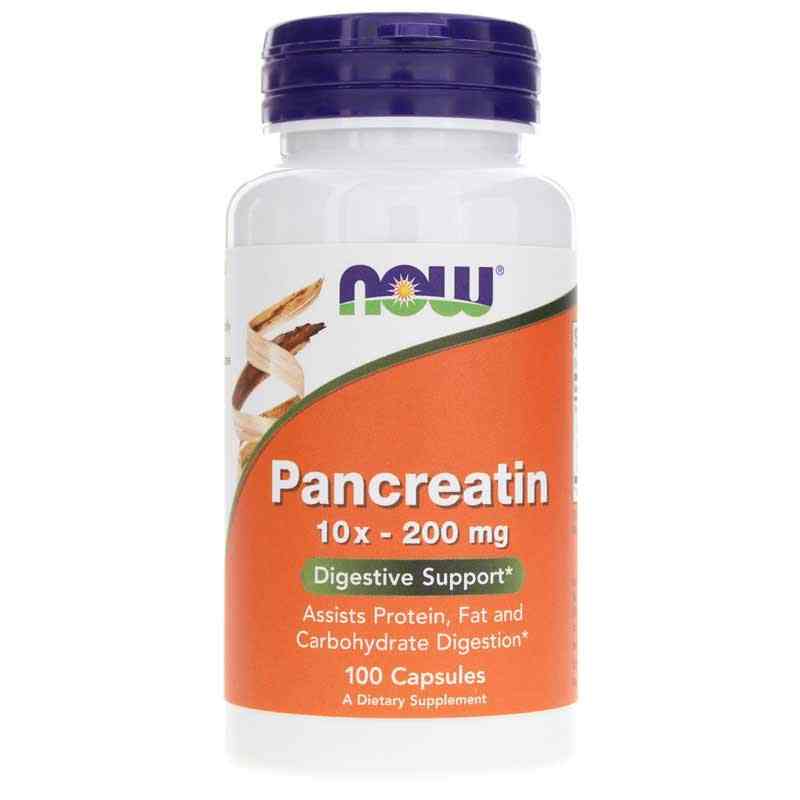 Pancreatin 10X 200 Mg, 100 Capsules, by NOW Foods
