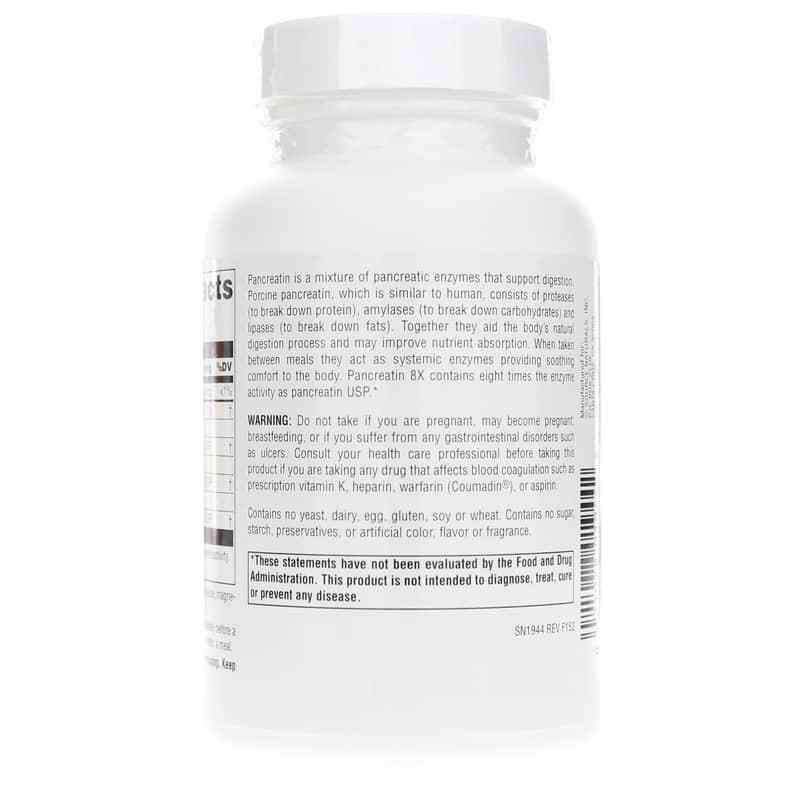 Pancreatin 8X 500 Mg, 100 Capsules, by Source Naturals, image #3