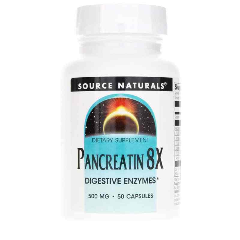 Pancreatin 8X 500 Mg, 50 Capsules, by Source Naturals