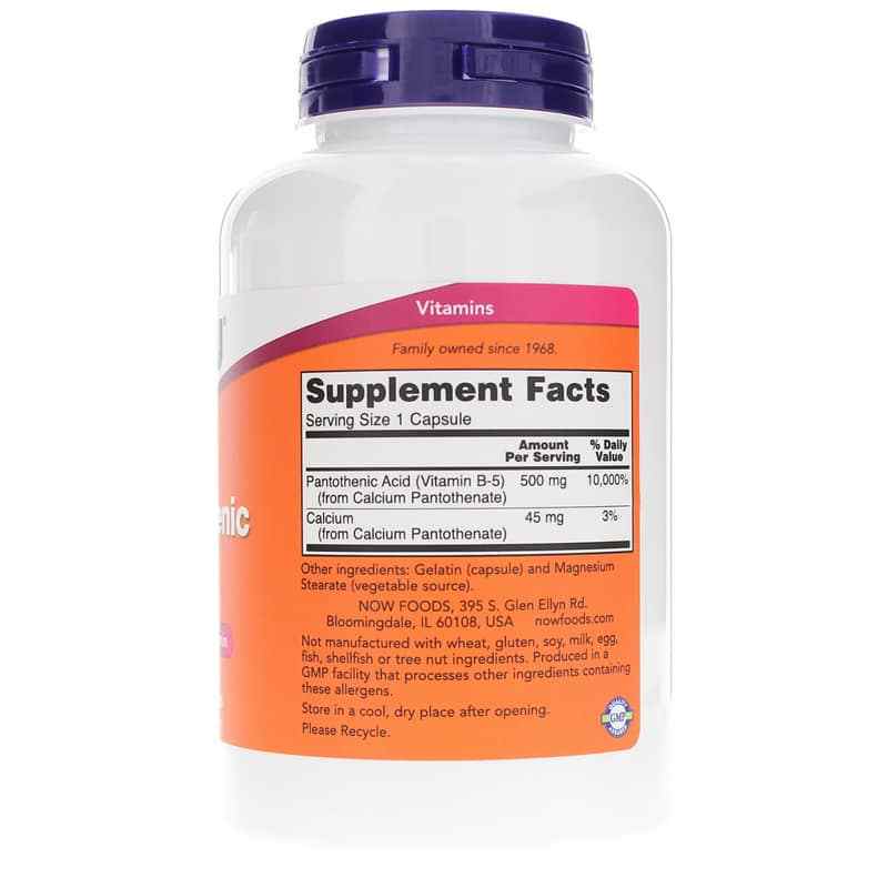 Pantothenic Acid 500 Mg, 250 Capsules, by NOW Foods, image #2