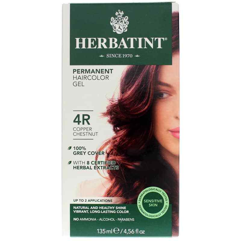 Permanent Hair Color Gel, 4R Copper Chestnut, by Herbatint