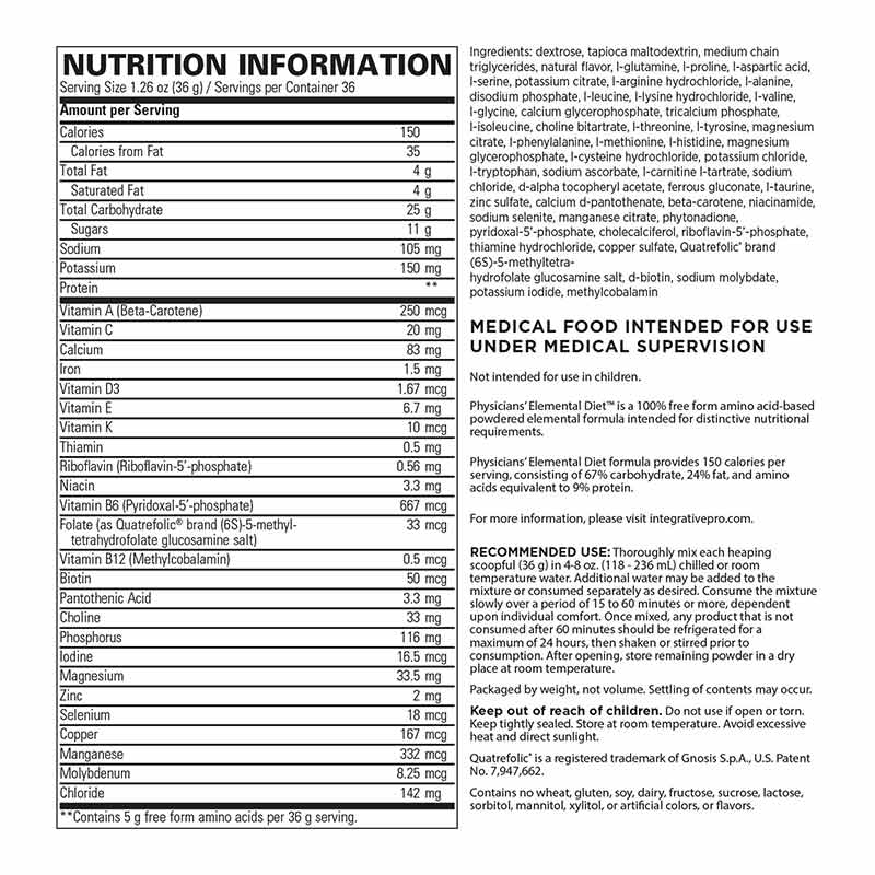 Physicians Elemental Diet, 45.71 Oz, by Integrative Therapeutics, image #2