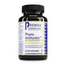 Black bottle of Premier Research Labs Phyto Methylate with white and blue label containing 60 plant-source capsules.