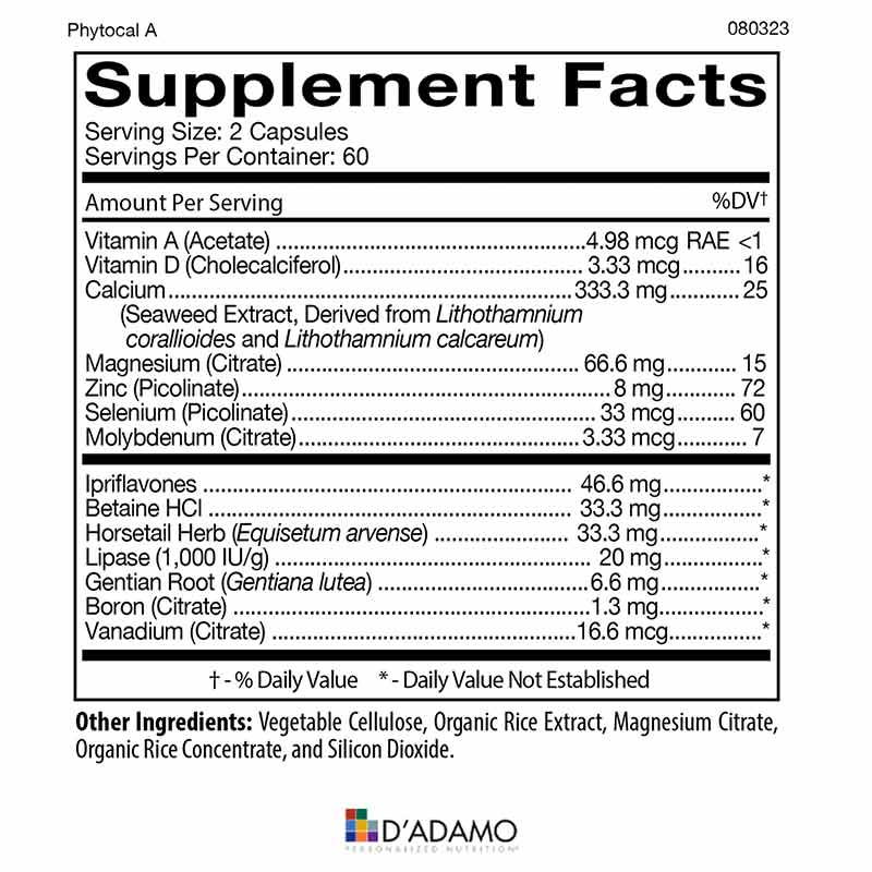 Phytocal Multimineral Type A, by D Adamo Personalized Nutrition, image #4