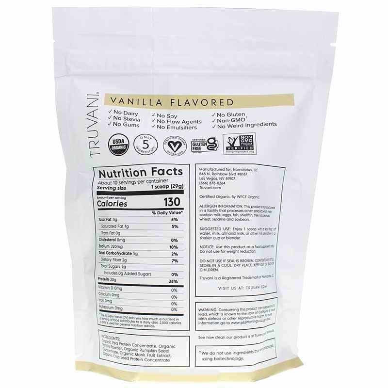 Plant Based Protein, Vanilla, 10 Servings, by Truvani, image #2