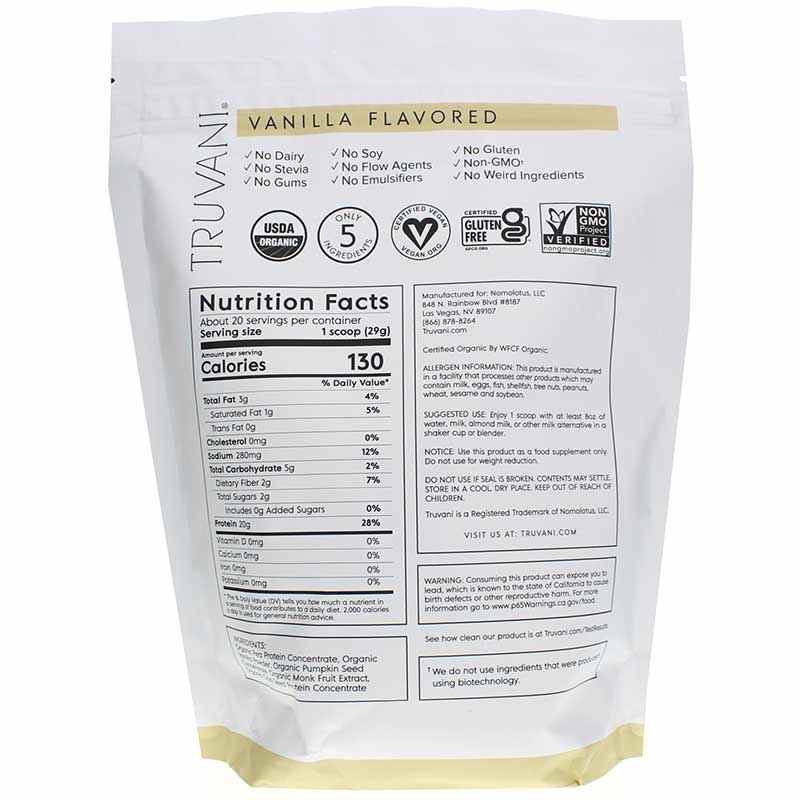 Plant Based Protein, Vanilla, 20 Servings, by Truvani, image #2