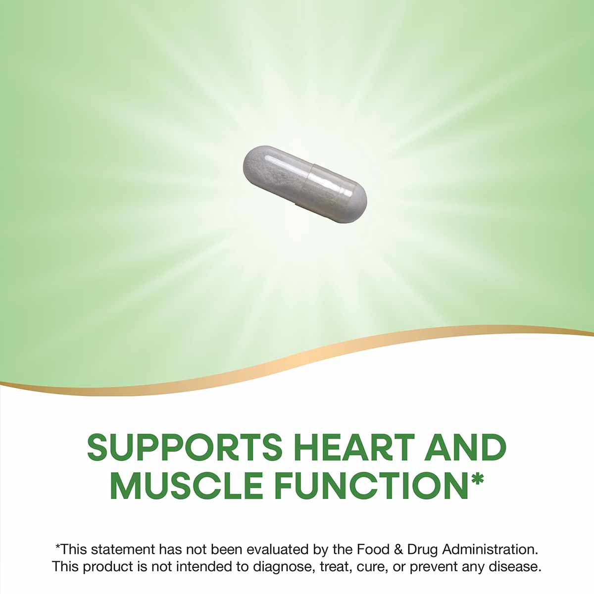 Gray potassium supplement capsule on green and white background.