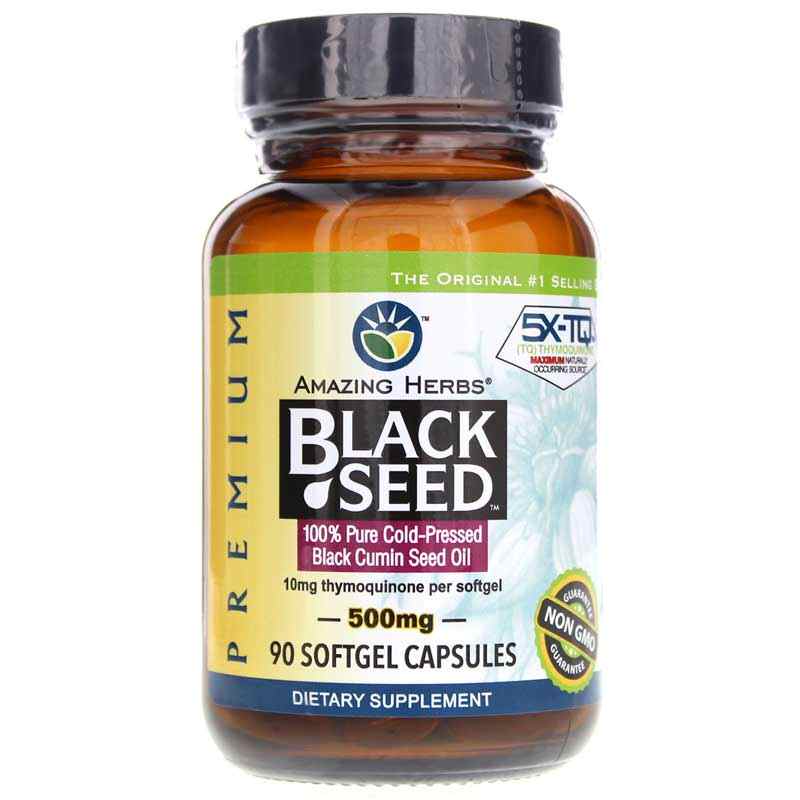 Premium Black Seed Oil Softgels 500 Mg, by Amazing Herbs