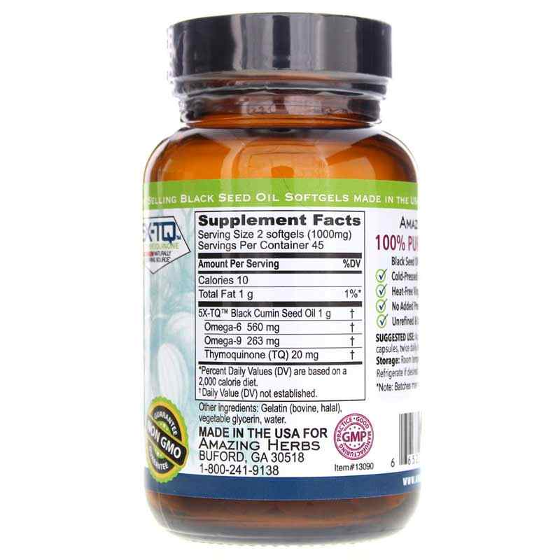 Premium Black Seed Oil Softgels 500 Mg, by Amazing Herbs, image #2